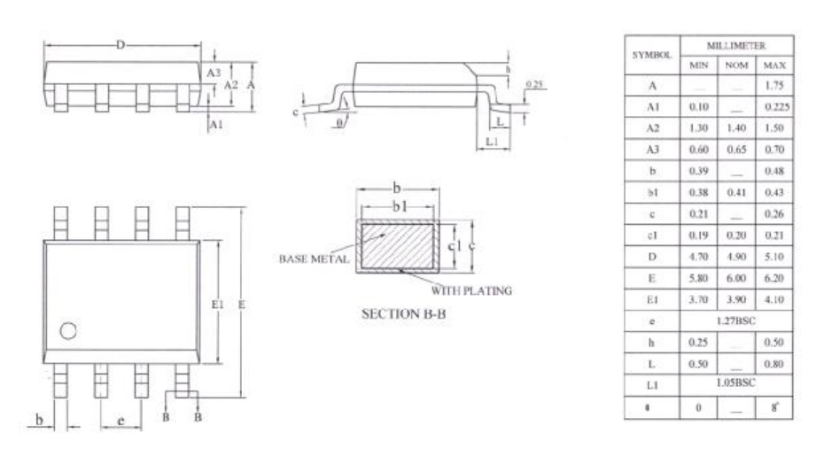 SOP8外形圖與封裝尺寸